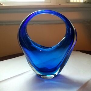 MCM Elegant Blue Art Glass Vase